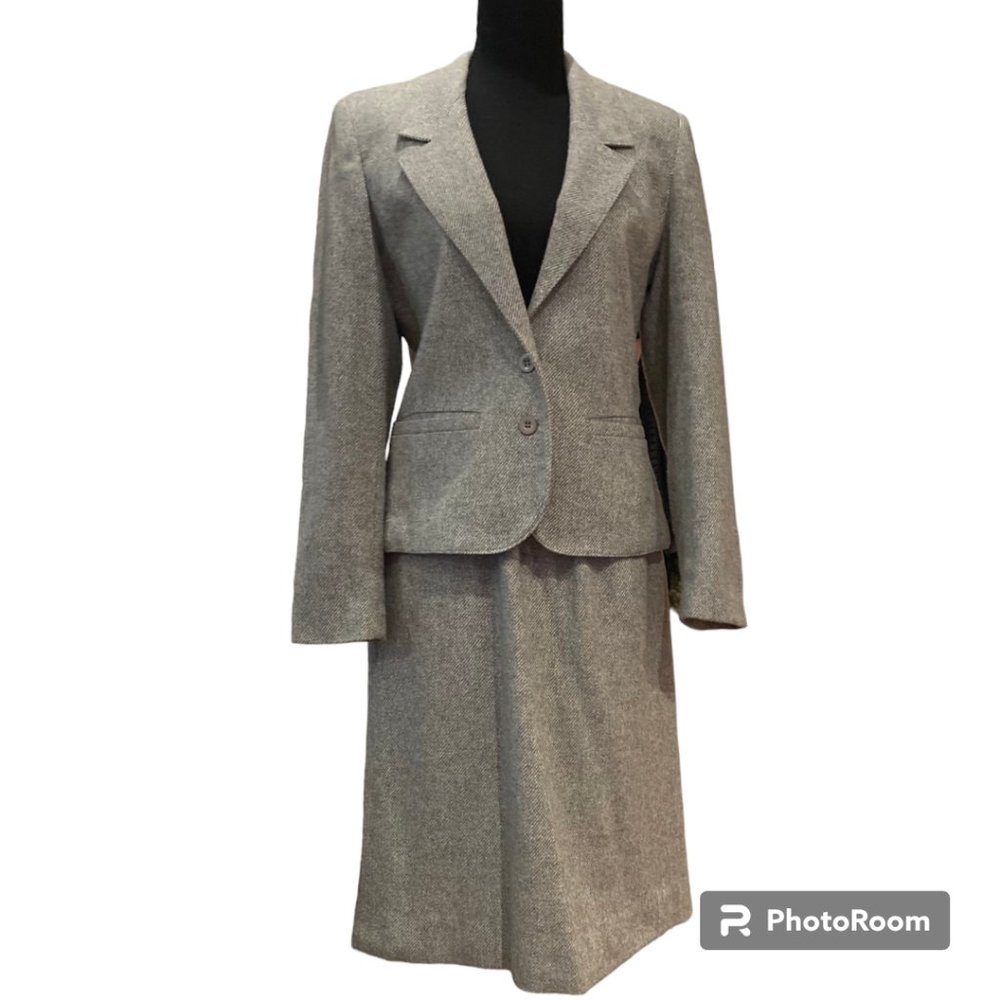 College Town Vintage 70s/‎ 80s Women's Wool Blend Tweed Skirt Suit sz 7/8